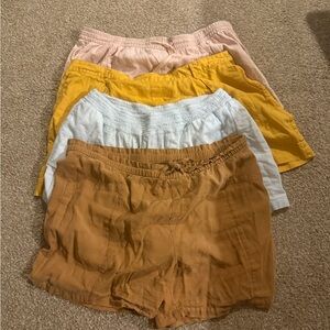 Women's Cargo Shorts Bundle - Brown, Yellow, Cream, Pink Size 2X